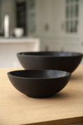 Hand Carved Charred Wooden Salad Bowl Set