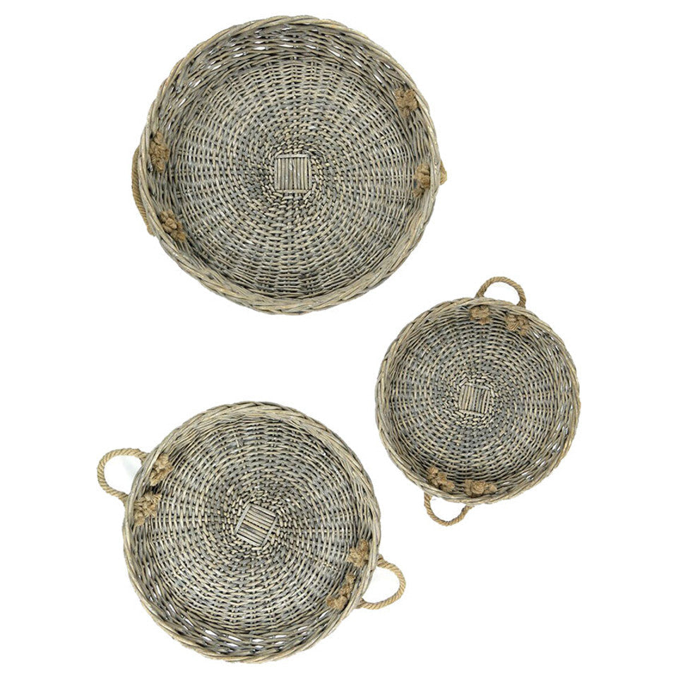 XLarge Round Willow Serving Trays - Set of 3