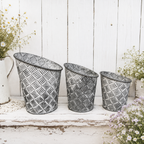 Round Basketweave Planters
