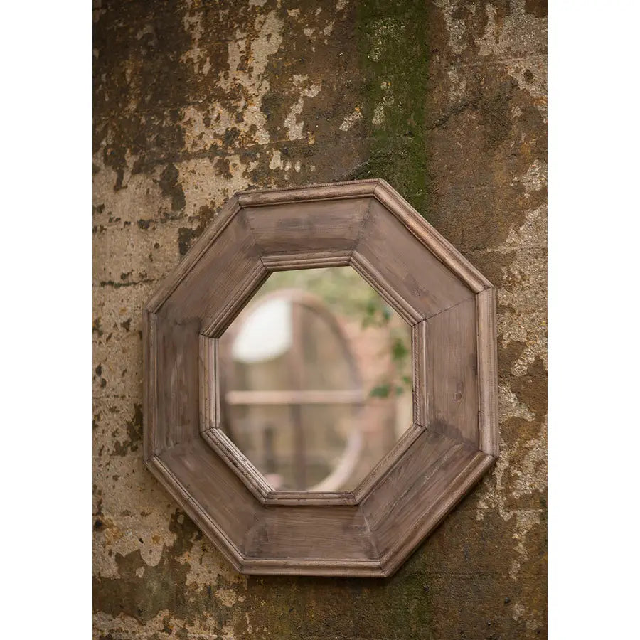 Rustic Recycled Pine Octagonal Wall Mirror in Natural Finish