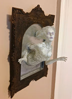Ghost in the Mirror Wall Plaque, Resin, White Finish | Victorian Gothic Haunted Wall Art |  Gift for Halloween and Spooky Home Decor