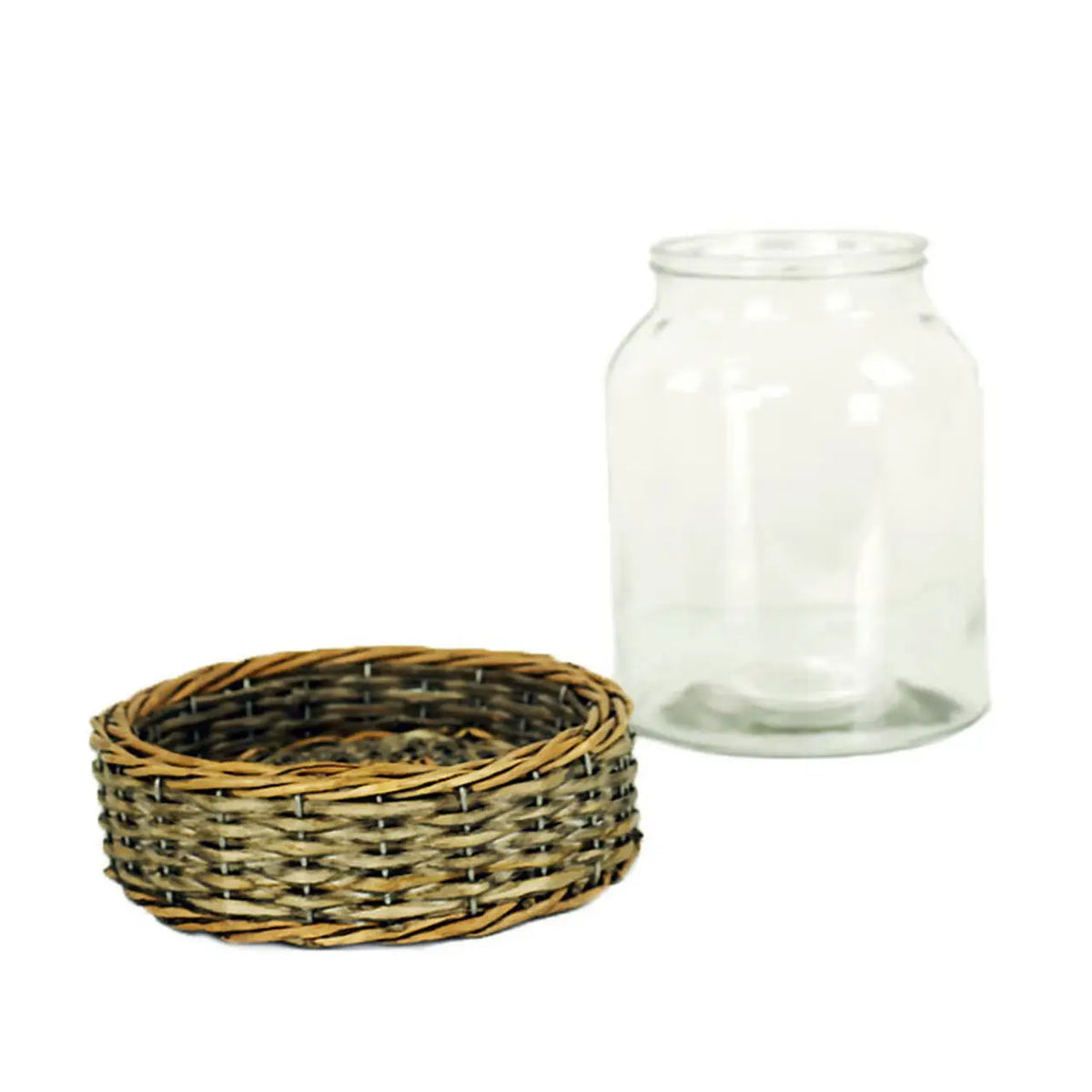 Glass and Wicker Terrarium - Cylinder