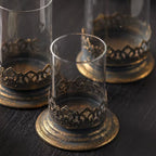 Glass & Metal Candle Holder Set of 3