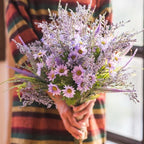 Artificial Silk Bouquet Country Flowers 20" Tall Purple