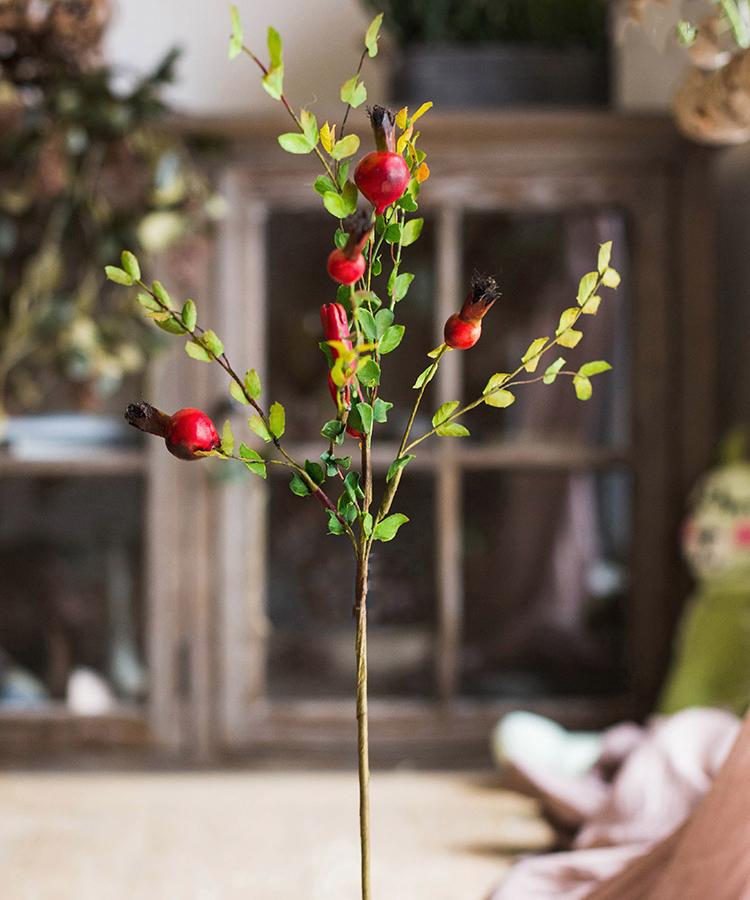 Artificial Fruit Small Pomegranate Fruit Stem 23" Tall