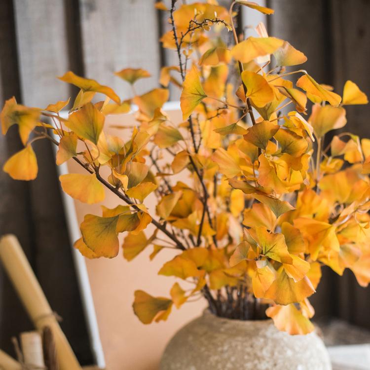 Artificial Ginkgo Stem in Yellow 37" Tall Faux