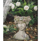 RESIN YOUNG GIRL PLANTER WITH COLORFUL BUTTERFLY