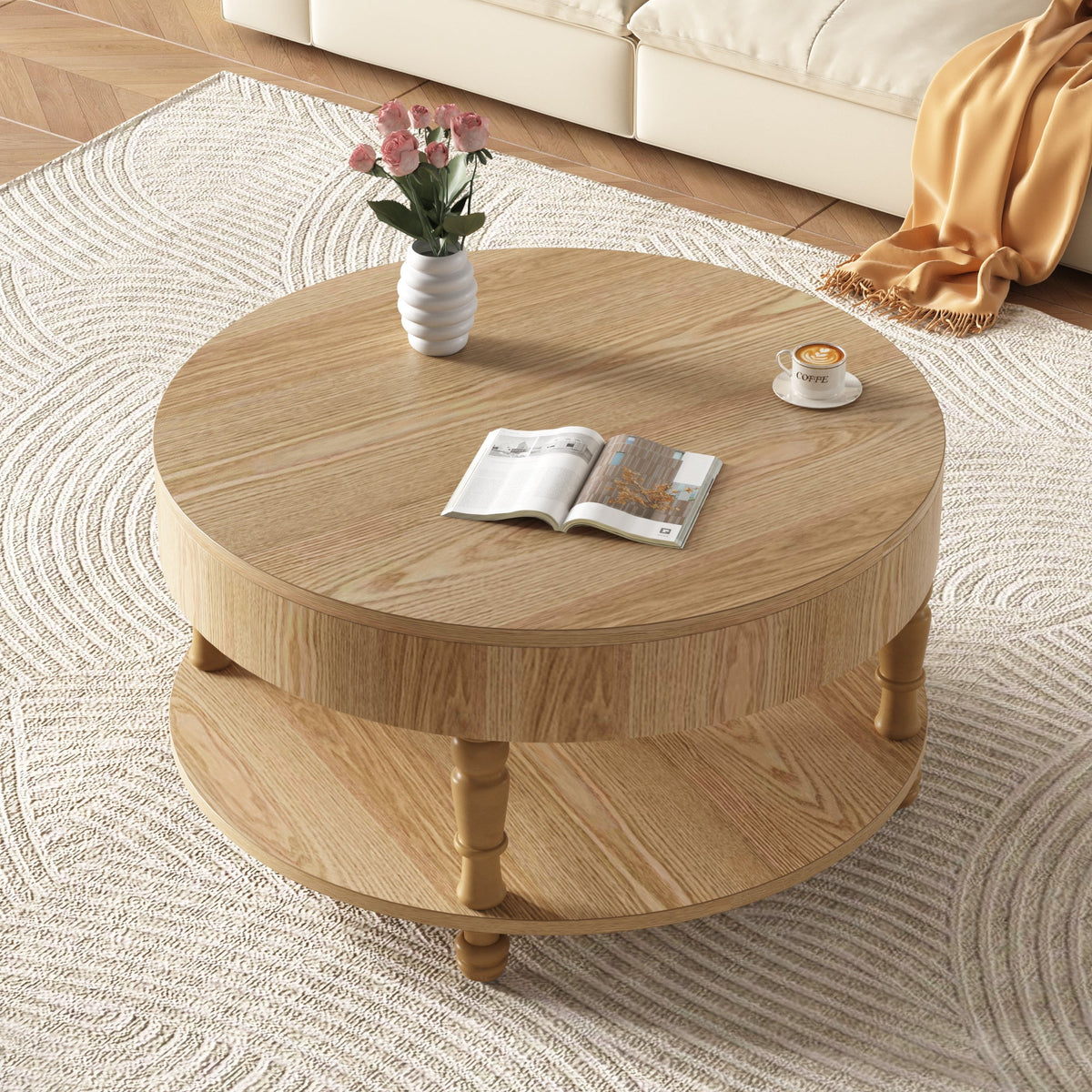 Coffee Table with Dual Storage for Living Room