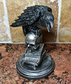Raven Statue, Hand Painted Resin Sculpture | Poe’s Raven Gothic Halloween Figurine | Literary Gift and Spooky Home Decor
