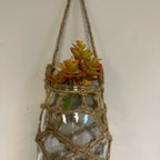 Hand-woven Mesh Pocket Hanging Glass Vase/Candle Holder