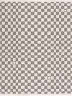 Kieu Taupe Checkered Plush Rug