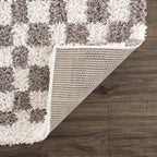 Kieu Taupe Checkered Plush Rug