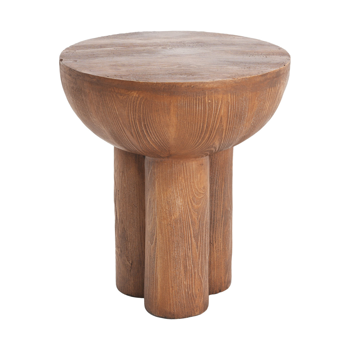 Iris Outdoor Patio Three-Legged Wood-Grain Side Table