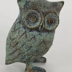 Cast Iron Owl in Antique Green, Blue Rustic Finish