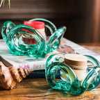 Candle Holder Hand Blown Glass Qingtan Flower