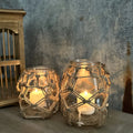 Hand-woven Mesh Pocket Hanging Glass Vase/Candle Holder