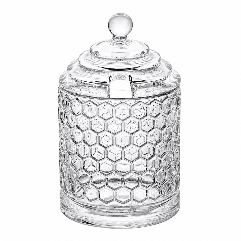 Honeycomb Glass Storage Jar with Lid