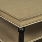 55.1' Wood Coffee Table with Black Legs and Open Storage Shelves