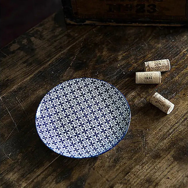 Blue and White Round Plate - I
