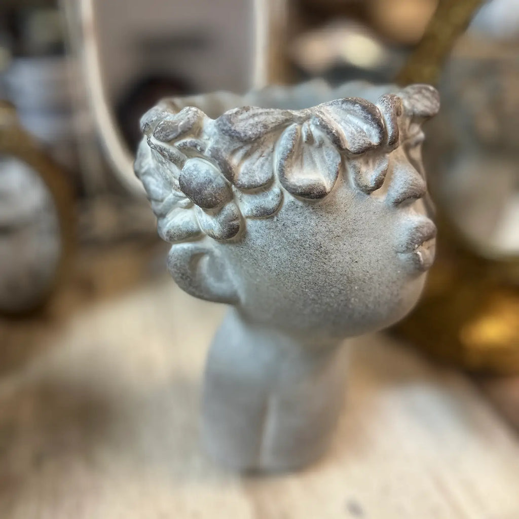 CUTE POUTING GIRL PLANTER