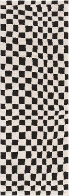 Lajos Black & White Checkered Plush Rug