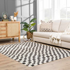 Lajos Black & White Checkered Plush Rug