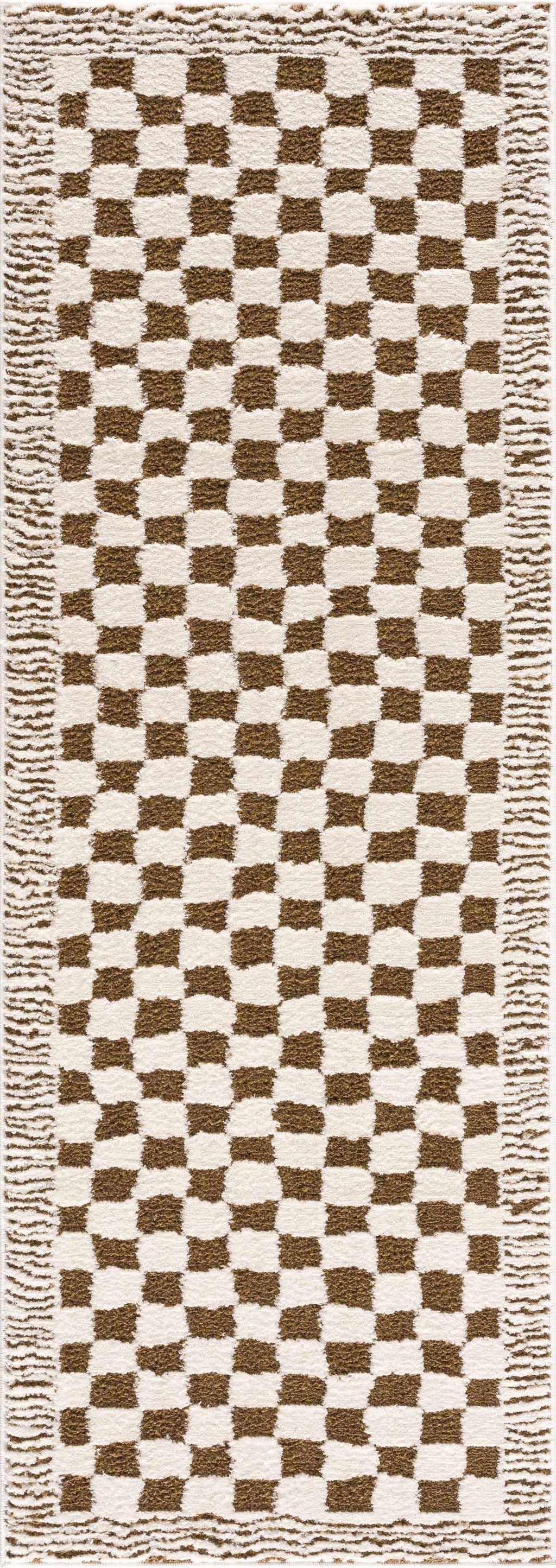 Leryn Brown Checkered Plush Rug