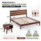 [Buy 1 Get 1] Emery Solid Wood Bed Frame & Nightstand