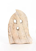 Halloween Coastal Decor - Mango Wood Ghost Cutout Rustic Holiday Decoration