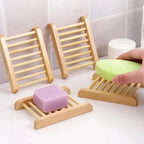 Portable Soap Dishes Natural Wood Soap Tray Holder Dish Storage Bath Shower Plate Home Bathroom Wash Soap Holder Home Bamboo Wood Soap Holder Bathroom Wooden Soap Case Hand Craft Bathtub Shower Dish Accessories