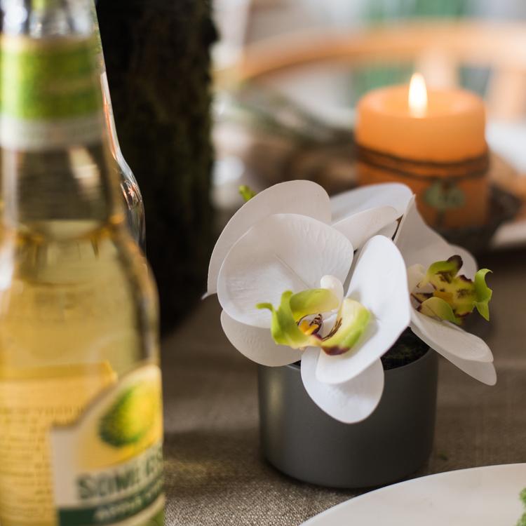 Artificial Flower Mini Real Touch Potted Orchid White